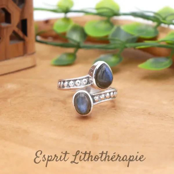 Photo Bague argent Labradorite en pierre naturelle