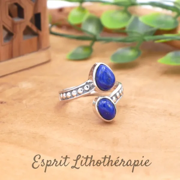 Photo Bague argent Lapis Lazuli en pierre naturelle