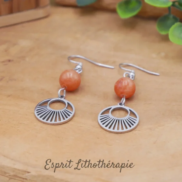 Photo Boucles d'oreilles Aventurine orange en pierre naturelle