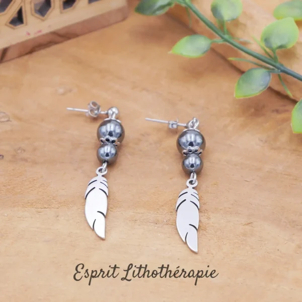Photo Boucles d'oreilles Hématite en pierre naturelle