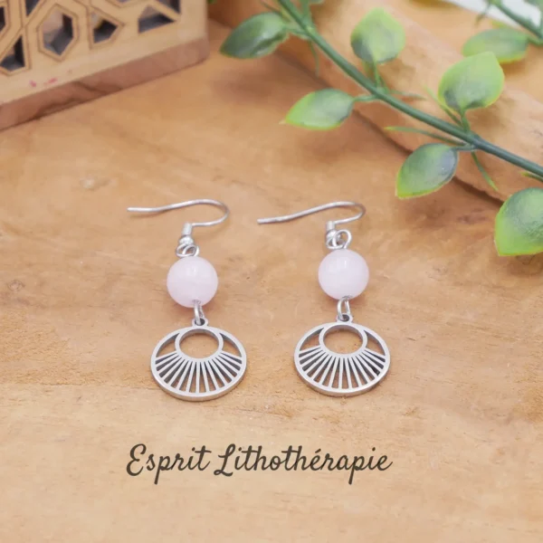 Photo Boucles d'oreilles Morganite en pierre naturelle