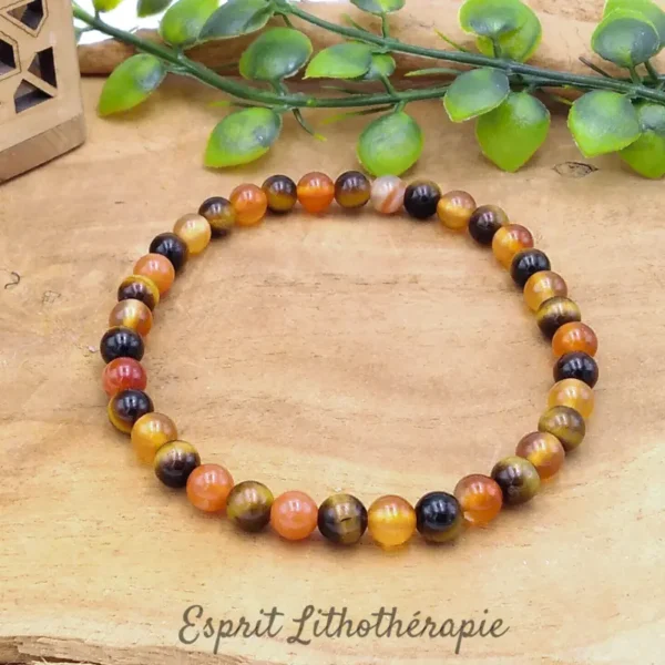 Photo Bracelet Cornaline, Œil de tigre en pierre naturelle, bijou fait main