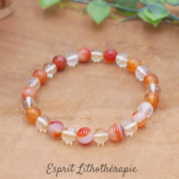 Photo Bracelet Citrine, Cornaline en pierre naturelle, bijou fait main