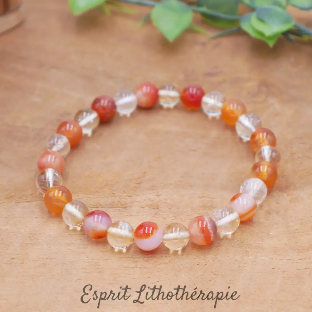 Photo Bracelet Citrine, Cornaline en pierre naturelle, bijou fait main