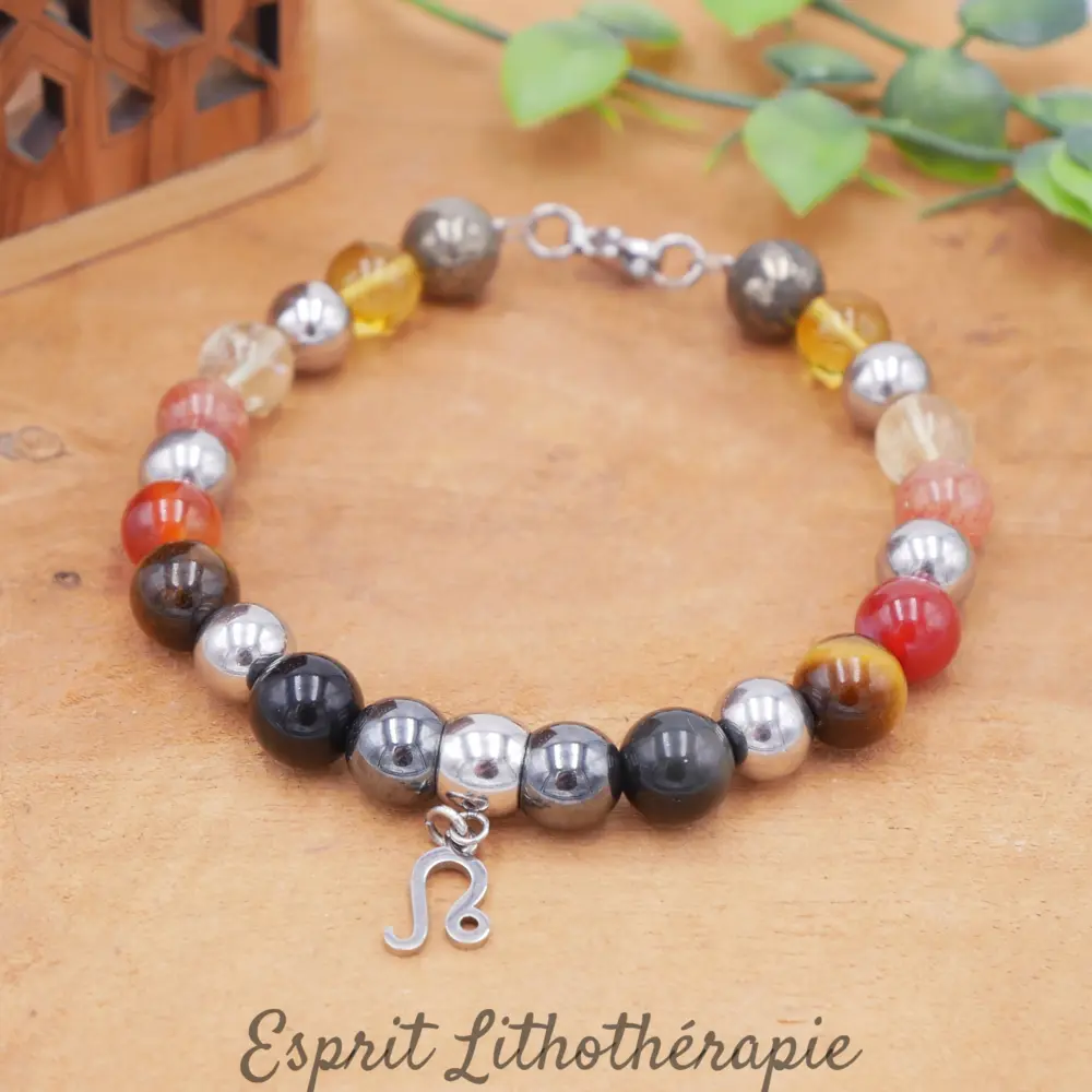Photo Bracelet personnalisé Lion en pierre naturelle, bijou fait main