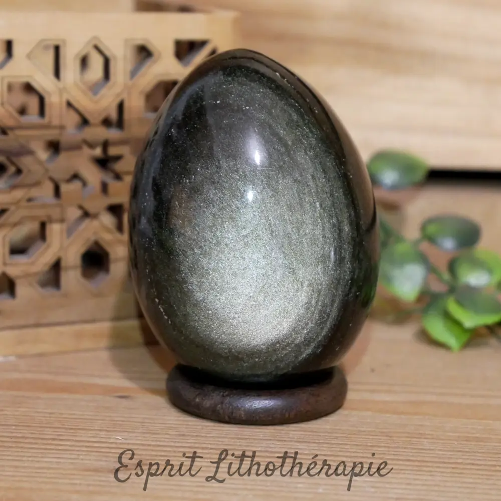 Photo contractuelle Oeuf Obsidienne dorée Oeuf Obsidienne dorée en pierre naturelle