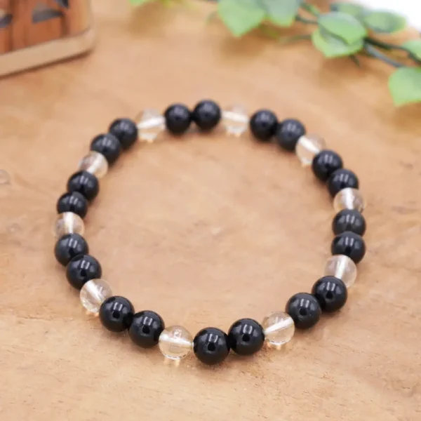 Photo Bracelet Citrine naturelle, Obsidienne en pierre naturelle, bijou fait main