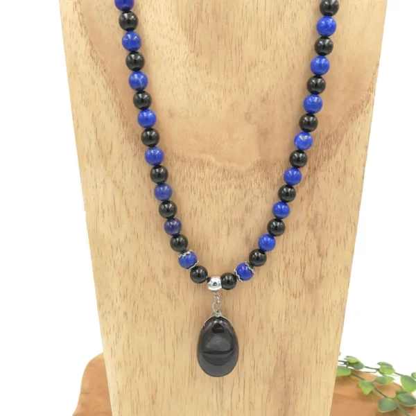 Photo Collier Lapis lazuli, Tourmaline en pierre naturelle, bijou fait main